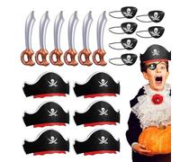 Generico Kit per feste pirata - Kit di per forniture di Halloween per cosplay di pirati | per occhi da pirata, spade, cappelli per feste
