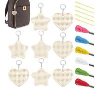 Generico Kit Per Principianti Di Ricamo - Kit Di Ricamo In Legno Per Bambini Con Forme Stella E Cuore | Creativi Portachiavi Borse Decorativi per Appassionati Ragazzi Ragazze Studenti