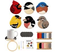 Generico Kit Punch Needle Sottobicchieri | Con Retro In Feltro E Istruzioni | Kit Punch Needle Sottobicchieri | per Decorazione Casa, Tavolino da Caffè, Natale, Festa Mamma, Inaugurazione Casa