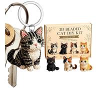 Generico Kit Ricamo con Perline - Gatto 3D e Adatto ai Principianti - Kit Divertente Perline Animali - per Decorazioni Scrivania Decorazioni Libreria Ufficio DIY Lezione Arte FESTIVITÀ