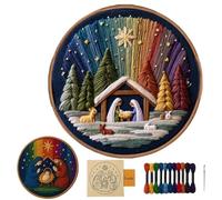 Generico Kit Ricamo Natività - Decorazioni Presepe,Set Completo con Schema | Per Donne Ragazze Appassionate Regali Compleanno Casa Progetti Arte Viaggio