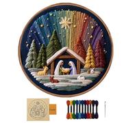 Genérico Kit Ricamo Presepe Natale - Forniture Artigianato Manuale Presepe - Set Completo di Ricamo con Motivo | Per Donne Ragazze Decorazione Casa Regalo Compleanno