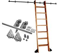 Generico Kit Scala Scorrevole per Biblioteca con Binario sospeso per casa, soppalco, Ufficio, Tubo Tondo in Acciaio al Carbonio con Ruote a rulli sul Pavimento (Senza Scala) (Dimensioni: Ki