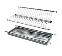 Generico Kit Scolapiatti da Incasso in Acciaio Inox, da 86 cm, con Vassoio Vaschetta Raccogligocce per Pensile