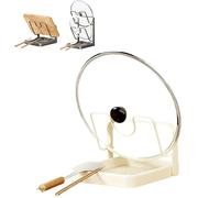 Generico Kitchen Pot Lid Storage Rack, Pot Lid Holder With Tray, Holder While Cooking, And Spoon Rest, Multifunctional Kitchen Organizer Stand for Counter Stove Accessories (white)