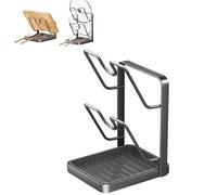 Generico Kitchen Pot Lid Storage Rack, Pot Lid Holder With Tray, Holder While Cooking, And Spoon Rest, Multifunctional Kitchen Organizer Stand for Counter Stove Accessories (Double-layer - Gray)