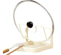 Generico Kitchen Pot Lid Storage Rack, Pot Lid Rack While Cooking, Lids And Spoon Rest, Space-Saving Counter Lids Stand for Pots, Pans (White,Single-layer)