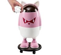 Generico Kitchen Trash Can - ABS, 24.6in Funny Cartoon Waste Basket With Wheels & Lid | Large Capacity Anti-Tip Mobile Garbage Bin, Aesthetic Trash Can For Bathroom, Bedroom, Dorm, Office, RV, Hotel