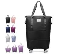 Generico Klarson Expandable Bag with Wheels, Collapsible Luggage with Wheels, Three-Layer Expandable, Waterproof Lightweight Durable (one size,Black)