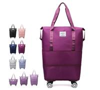 Generico Klarson Expandable Bag with Wheels, Collapsible Luggage with Wheels, Three-Layer Expandable, Waterproof Lightweight Durable (one size,Purple)