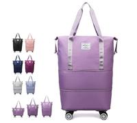 Generico Klarson Expandable Bag with Wheels, Collapsible Luggage with Wheels, Three-Layer Expandable, Waterproof Lightweight Durable (one size,Violet)