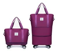 Generico Klarson Expandable Bag With Wheels, Expandable Bag with Wheels, Collapsible Luggage with Wheels without Handle (Purple)