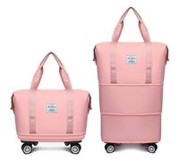 Generico Klarson Expandable Bag With Wheels, Expandable Bag with Wheels, Collapsible Luggage with Wheels without Handle (Pink)