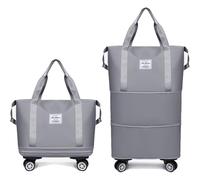 Generico Klarson Expandable Bag With Wheels, Expandable Bag with Wheels, Collapsible Luggage with Wheels without Handle (Gray)