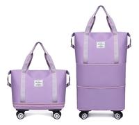 Generico Klarson Expandable Bag With Wheels, Expandable Bag with Wheels, Collapsible Luggage with Wheels without Handle (Light Purple)