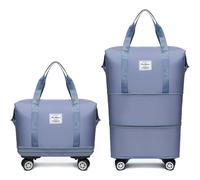 Generico Klarson Expandable Bag With Wheels, Expandable Bag with Wheels, Collapsible Luggage with Wheels without Handle (Light blue)