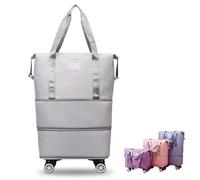 Generico Klarson Expandable Bag with Wheels, Foldable Suitcase Collapsible Luggage, Scratch Travel Duffle Bag (Grey)