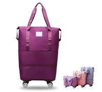 Generico Klarson Expandable Bag with Wheels, Foldable Suitcase Collapsible Luggage, Scratch Travel Duffle Bag (Dark Purple)