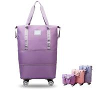 Generico Klarson Expandable Bag with Wheels, Foldable Suitcase Collapsible Luggage, Scratch Travel Duffle Bag (Purple)