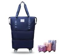 Generico Klarson Expandable Bag with Wheels, Foldable Suitcase Collapsible Luggage, Scratch Travel Duffle Bag (Dark Blue)