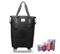 Generico Klarson Expandable Bag with Wheels, Foldable Suitcase Collapsible Luggage, Scratch Travel Duffle Bag (Black)