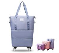 Generico Klarson Expandable Bag with Wheels, Foldable Suitcase Collapsible Luggage, Scratch Travel Duffle Bag (Blue)