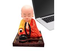Genérico Kleine Mönchsfigur,Solar-Mönchsfigur | Lustiges Auto-Kopfschütteln-Spielzeug,Auto-Armaturenbrett-Ornament, Solarkopf schüttelnde Buddha-Mönch-Figur, Mönch-Statue für Zuhause, Auto