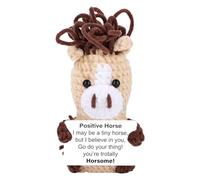 Generico Knitted Crochet Animal - Horse Desk Figurine 8x5.8cm, Positive Message Ornament | Handmade Wool Animal Decor For Friend Coworker Birthday Christmas Stocking Stuffer Home Room Men Women
