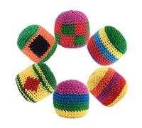 Generico Knitted Footbag Sack - Handmade 6 Pieces Geometric Pattern Multicolored | Hand-Made Knitted Footbag - for Courtyard Beach Friends Gatherings Family Time Party, Kids Adults