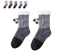 Generico Knitted Ultra-Thick Slipper Home Socks - Cozy Indoor Socks with Cashmere Feel, Non-Slip Warm House Socks for Women & Men (Gray)