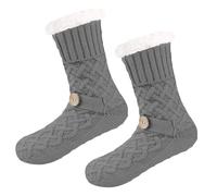 Generico Knitted Ultra-Thick Slipper Home Socks, Fluffy Warm Winter Slipper Socks with Grips for Women (Dark Gray,Taglia unica)