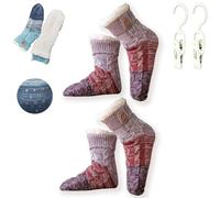 Generico Knitted Ultra-Thick Slipper Home Socks, Tri-Color Ultra-Thick Socks, Cashmere Slipper Home Sockss Winter with Grips(Purple*2pair)