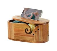 Generico Knitting Bowls For | Wooden Storage Lidded Bowl | Multifunctional Thread Holder For Quilting, Crocheting, Threading, Handcrafting, Knitting | Ideal Organizer For Home, Studio, Office, C