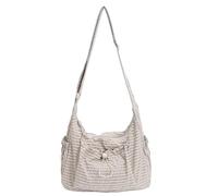 Generico Korean Style Plaid Casual Shoulder Bag Cotton Quilted Fabric, Lightweight Checkered Crossbody Bag with Adjustable Strap,Korean Style Plaid Crossbody Bags (White)