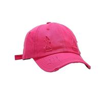 Generico Korean Style Washed Baseball cap for Men - Casual Retro Sun Hat with Perforated Duckbill Design(RoseRed)