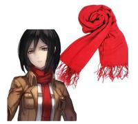 Generico Kraja Foulard Rosso per Costume di Mikasa Ackerman Sciarpa Cosplay per i Fan di Attacco giganti (Rosso)