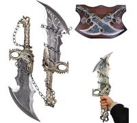 Generico Kratos Chaos Blade of GOW, Metal, A Set of Two Bades of Chaos with Display Plaque, Kratos Metal Chainsword, 1:1 Replica of War Game Props for Cosplay Display and Gift