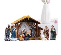 Genérico Krippenfiguren - Set per presepe da 11 pezzi, statuine in resina dipinte a mano, decorazione dettagliata per presepe natalizio, mostra tradizionale della sacra famiglia con il bambino Gesù