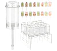 Generico Kuchen Push Pop Behälter - 17-teiliges 600g Acryl Set Mit Ständer Und Deckel | Wiederverwendbare Push-Up Röhren Dessert Container Für Geburtstag Hochzeit Party DIY Backen Zuhause Esszimmer