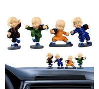 Generico Kungfu Monk Decor - 4PCS Resin Dashboard Statues, Buddhist Vehicle Accessories | Meditative Cabin Figurines Showcasing Adorable Martial Artist Sculptures Decorating Automobile Interiors Auto