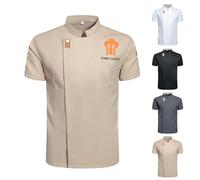 Generico Kurzarm-Kochhemd, Unisex Kochjacke, Position Oder Name Auf der Kochkleidung Anpassbar, für Hotelköche Oder Schulen (Beige)