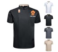 Generico Kurzarm-Kochhemd, Unisex Kochjacke, Position Oder Name Auf der Kochkleidung Anpassbar, für Hotelköche Oder Schulen (Black)