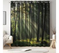 Generico L 100 x A 220 cm tende oscuranti termiche Foresta per soggiorno e camera da letto, Bosco con Pineta Luce Sole, 2 pannelli con occhielli, contro il sole, privacy e riduzione della luce