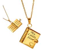 Generico La mia piccola collana di libri stellari | Collana finale in acciaio in titanio | La mia incredibile c-ollana di libri da figlia con pagine per presentazione durante i festival