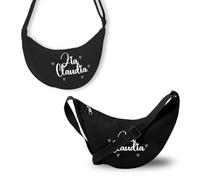 Generico ''La mia zia preferita'' Borsa a Tracolla Nera Personalizzabile con Iniziali e nome Idea Regalo Donna Natale Festa della mamma marsupio borsetta con tracolla in nylon