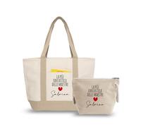 Generico ''La più fantastica delle maestre'' Combo Borsa in Cotone con Pochette Abbinata Da mare vacanza personalizzata con nome idea regalo fine anno scolastico maestra insegnante estate da viaggio