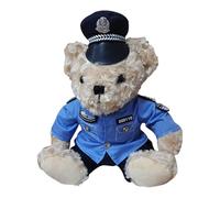 Generico La polizia veste l'orsacchiotto | Orso di peluche decorativo,Morbido peluche di orsetti ripieni con vestito di polizia rimovibile, orsacchiotto di peluche per bambini e bambine