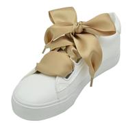 Generico Lacci larghi in raso di seta da 4 cm, lacci larghi con fiocco grande per sneakers(Khaki,160cm)