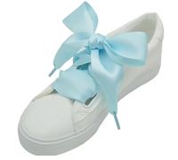 Generico Lacci larghi in raso di seta da 4 cm, lacci larghi con fiocco grande per sneakers(Light Blue,120cm)