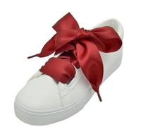 Generico Lacci larghi in raso di seta da 4 cm, lacci larghi con fiocco grande per sneakers(Wine,140cm)